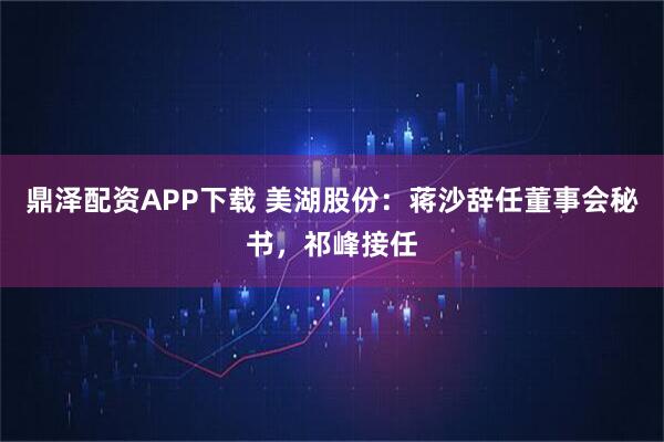 鼎泽配资APP下载 美湖股份：蒋沙辞任董事会秘书，祁峰接任